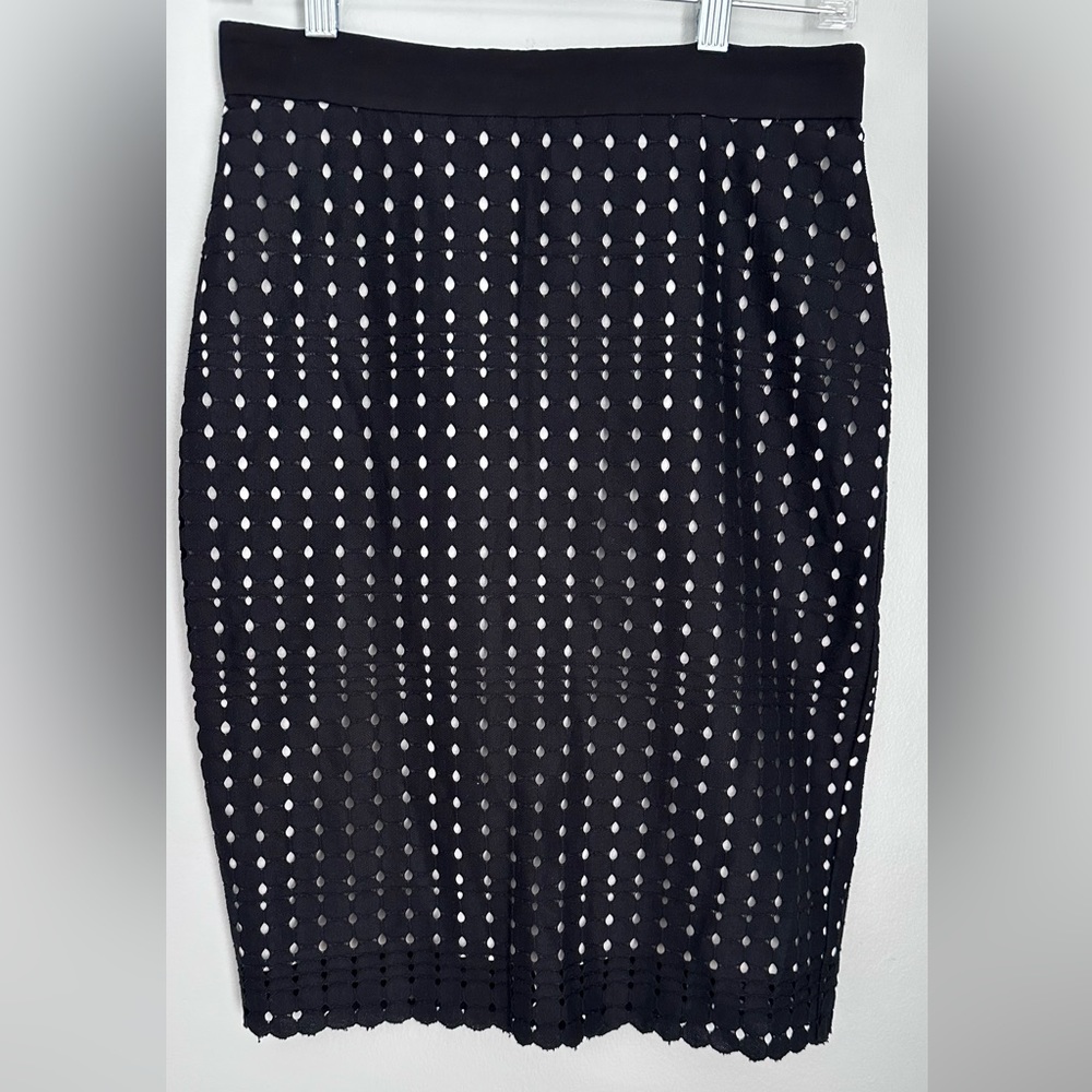 Ann Taylor Black Lace Pencil Skirt Size 2